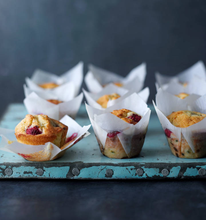 Raspberry and passionfruit muffins Sainsbury`s Magazine